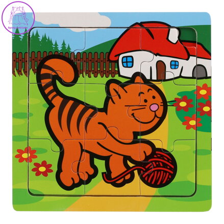 TEDDIES Dřevěné puzzle Moje první zvířátka: Kočka 9 dílků