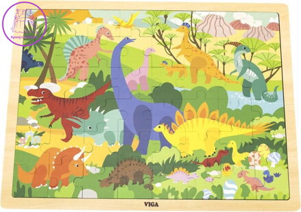 VIGA Dřevěné puzzle Svět dinosaurů 48 dílků