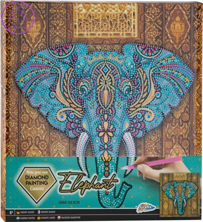 GRAFIX Diamantové malování na rámu Slon 30x30cm
