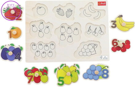 TREFL Dřevěná vkládačka Ovoce s čísly