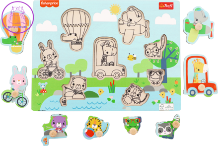 TREFL Dřevěná vkládačka Fisher Price Zvířátka
