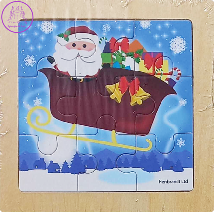 Dřevěné puzzle Vánoční doprava 9 dílků