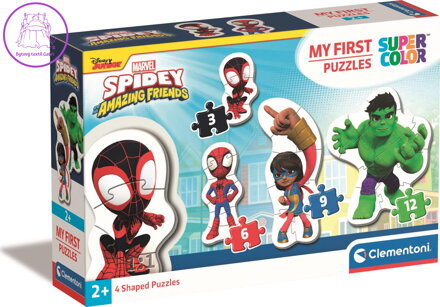 CLEMENTONI Moje první puzzle Spidey a jeho úžasní přátelé 4v1 (3,6,9,12 dílků)