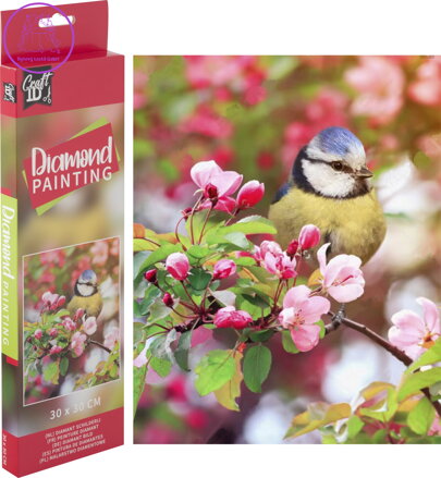 GRAFIX Diamantové malování Sýkorka na větvi 30x30cm