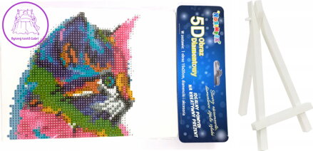 Norimpex Diamantové malování Barevné kotě 15x20cm se stojánkem