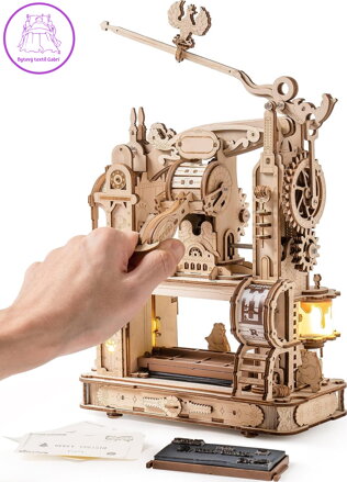 ROBOTIME Rokr Svítící 3D dřevěné puzzle Klasický tiskařský stroj 303 dílků