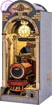 ROBOTIME Rolife DIY 3D Zarážka na knihy: Cestování v čase s LED osvětlením 258 dílků