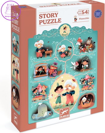 DJECO Puzzle s příběhem Pinokio 54 dílků