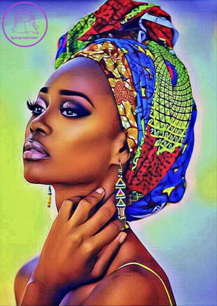 NORIMPEX Diamantové malování Žena s barevným šátkem 30x40cm