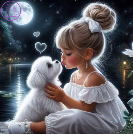 NORIMPEX Diamantové malování Dívka s pejskem 30x40cm