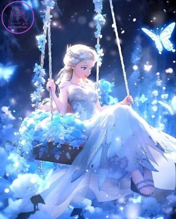 NORIMPEX Diamantové malování Elsa na houpačce 30x40cm