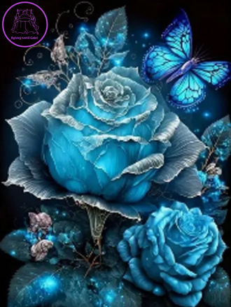 NORIMPEX Diamantové malování Modrá růže 30x40cm