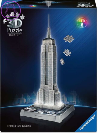 RAVENSBURGER Svítící 3D puzzle Iconics: Empire State Building (Noční edice) 216 dílků