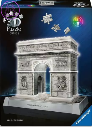 RAVENSBURGER Svítící 3D puzzle Iconics: Vítězný oblouk (Noční edice) 216 dílků