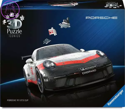 RAVENSBURGER 3D puzzle Iconics: Porsche 911 GT3 Cup 108 dílků
