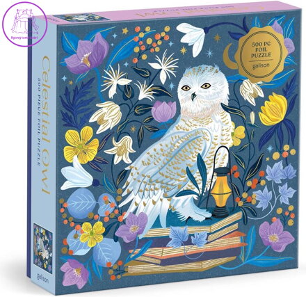 GALISON Metalické čtvercové puzzle Nebeská sova 500 dílků