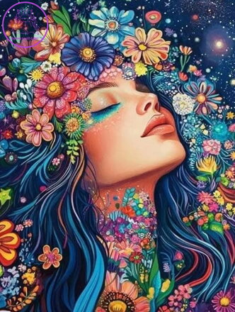 NORIMPEX Diamantové malování Dívka v květinách 30x40cm