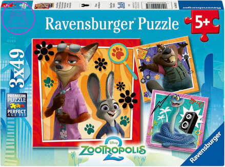 RAVENSBURGER Puzzle Zootropolis: Město zvířat 3x49 dílků