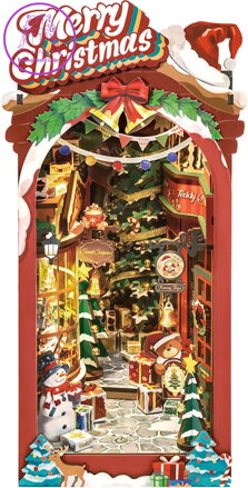 ROBOTIME Rolife DIY 3D Zarážka na knihy: Vánoční ulička s LED osvětlením 289 dílků