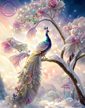 NORIMPEX Diamantové malování Páv na větvi 30x40cm