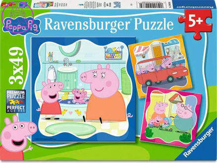 RAVENSBURGER Puzzle Prasátko Peppa: Rodina na prvním místě! 3x49 dílků