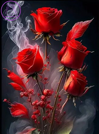 NORIMPEX Diamantové malování Květy růže v dýmu 30x40cm