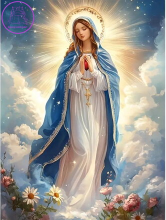 NORIMPEX Diamantové malování Panna Maria v oblacích 30x40cm