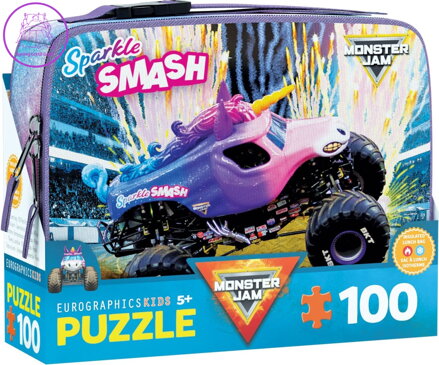 EUROGRAPHICS Puzzle ve svačinovém boxu Sparkle Smash Monster Jam 100 dílků