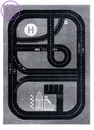 Dětský kusový koberec Fun Track grey