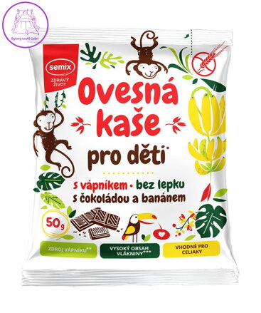 Kaše ovesná pro děti s čokoládou a banánem 50g Semix bez lepku 739
