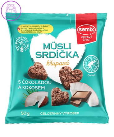 Müsli srdíčka s čokoládou a  kokosem 50g Semix 2511