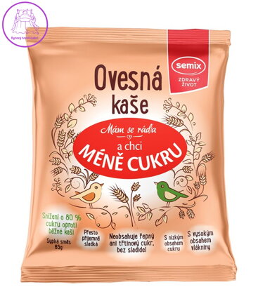 Kaše ovesná méně cukru 65g sáček Semix  2529