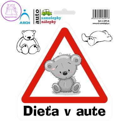 Samolepka 15x17 cm - "Dítě v autě" (medvídek)