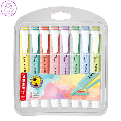 Zvýrazňovač - STABILO swing cool pastel - 8 ks balenie  - s 8 rôznymi farbami