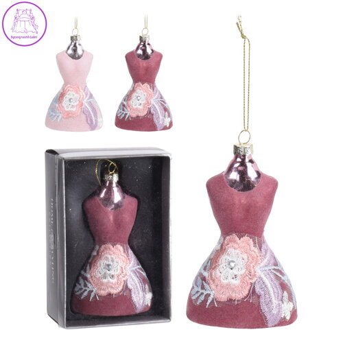 Dekorace závěsná - Společenské šaty 11 cm, mix / 1ks