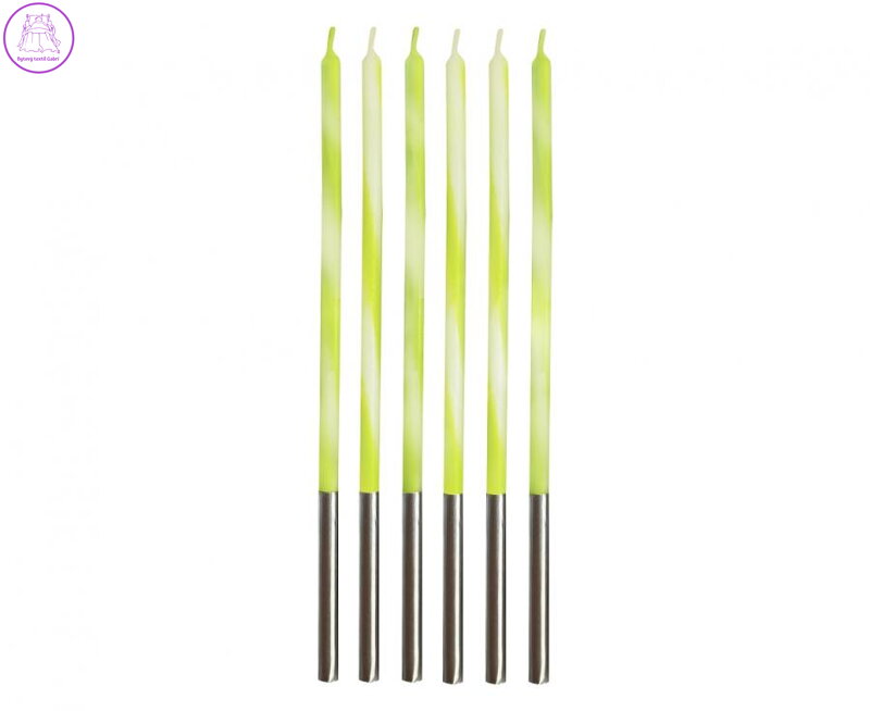 Dortová svíčka - Magické plameny, zelená /limetková 15 cm (6 ks)