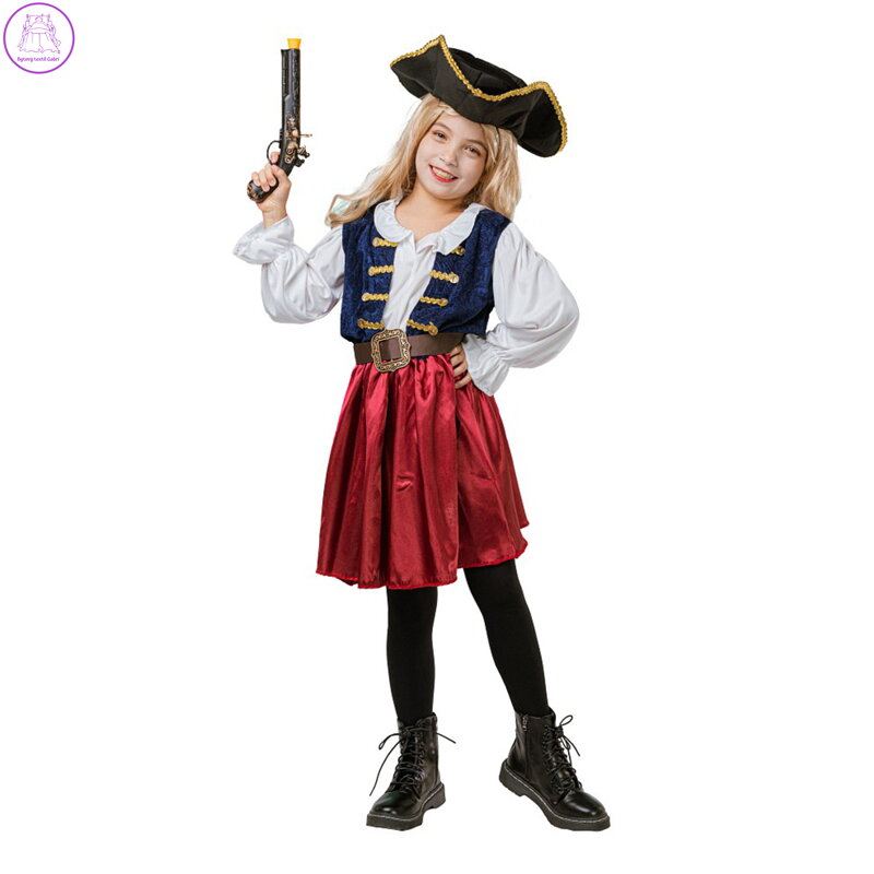Kostým piráta - dívka (klobouk, šaty, pásek), velikost 110 /120 cm