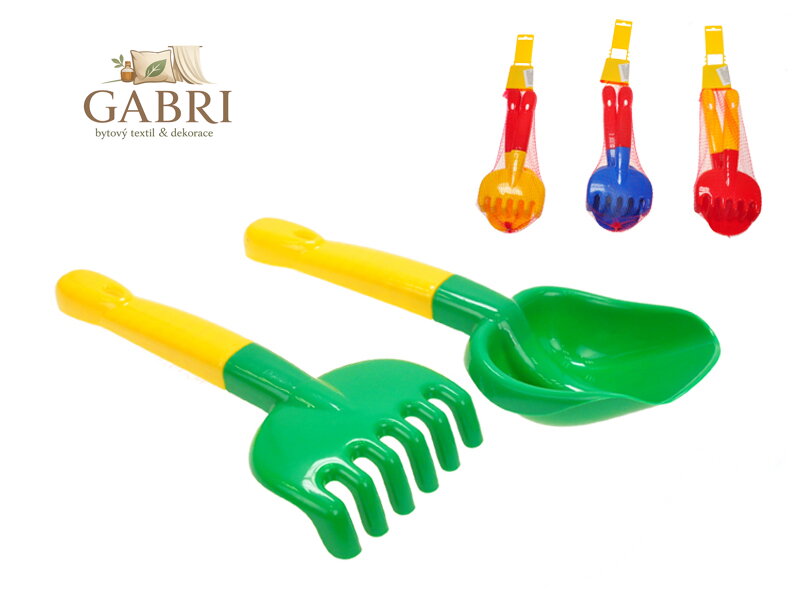 Lopatka + hrabičky 4barvy v síťce