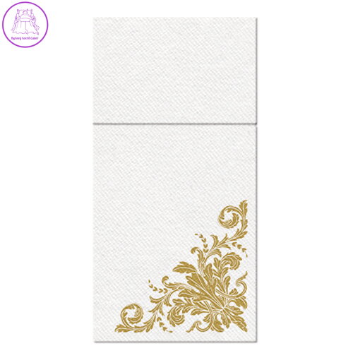 Sáčky na příbory PAW AIRLAID 40x40 cm Golden ornament, 25 ks/bal
