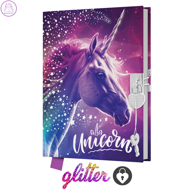 Památník 14x18 cm, 80 listů, se zámkem - Unicorn