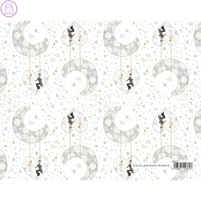 Dárkový balicí papír MATRIMONIO 70x100 cm - novomanželé a měsíc