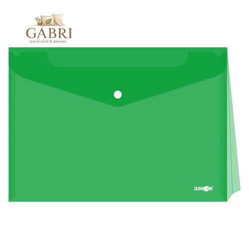 Obal s patentkou - rozšířitelný PP/A4, průhledný/zelený