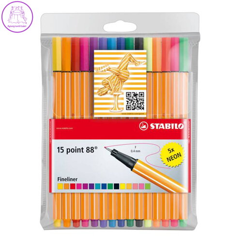 Liner STABILO point 88 sada 10 ks + 5 ks neon