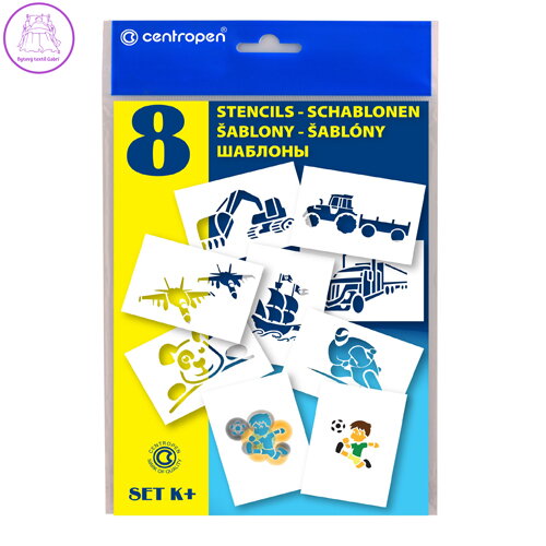 Šablony papírové CENTROPEN 9996 / K Motivy pro chlapce, sada 8 ks
