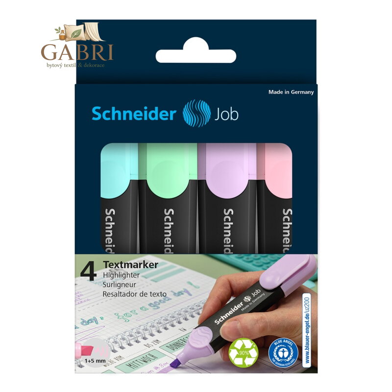 Zvýrazňovač Schneider Job pastel - sada 4 ks