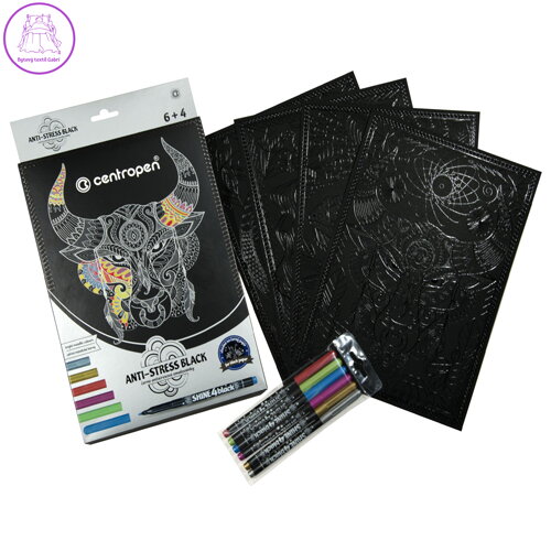 Fixy CENTROPEN 9390 Metallic set s omalovánkami - sada 6 + 4 ks