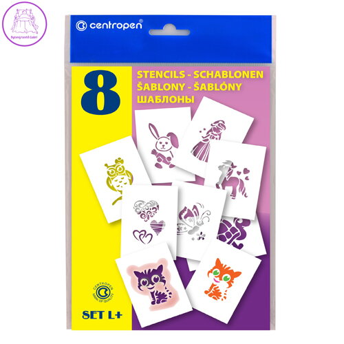 Šablony papírové CENTROPEN 9996 / L Motivy pro dívky, sada 8 ks
