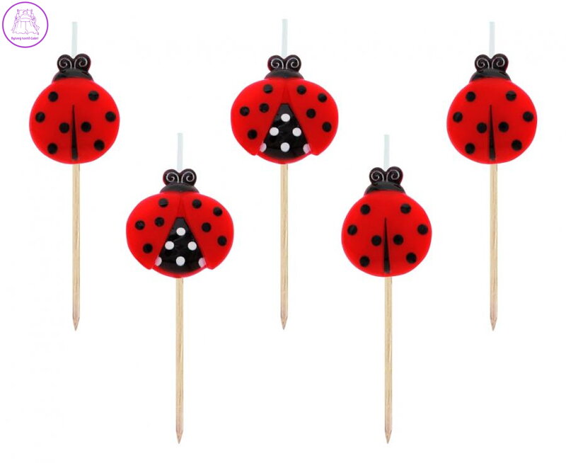 Dortová svíčka - Beruška 7 cm (5 ks)