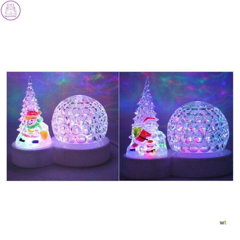 Rotující vánoční koule se stromkem a LED světlem (Mikuláš / sněhulák), 2 varianty