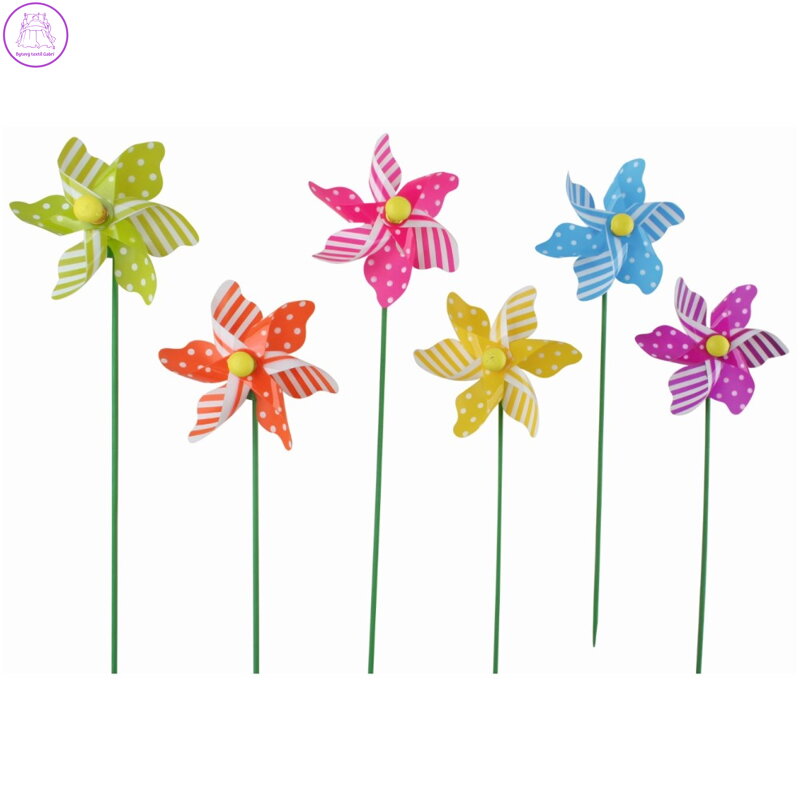 Větrník s puntíky a proužky, 6 barev, 9+24 cm